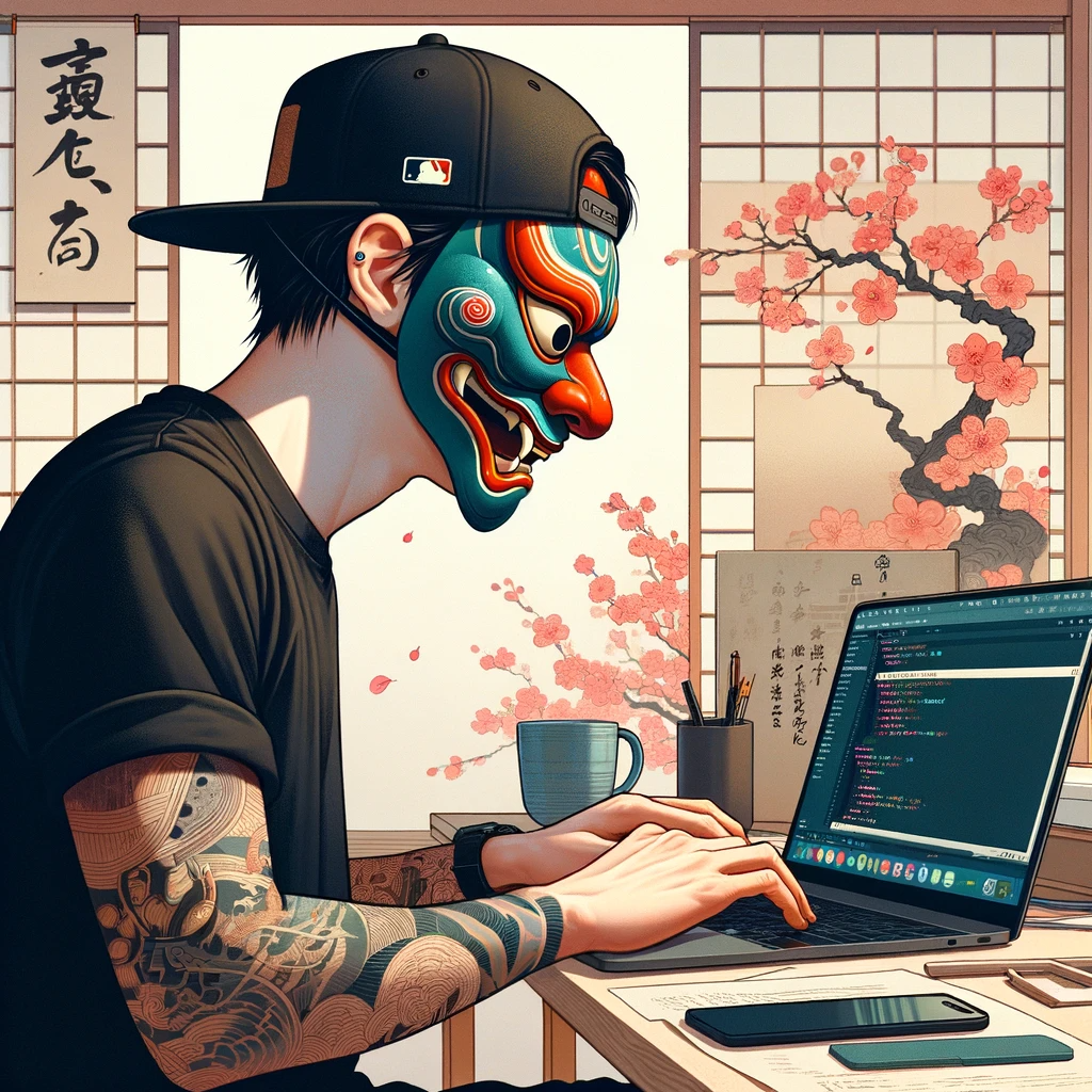 Profile image with Japanese oni mask